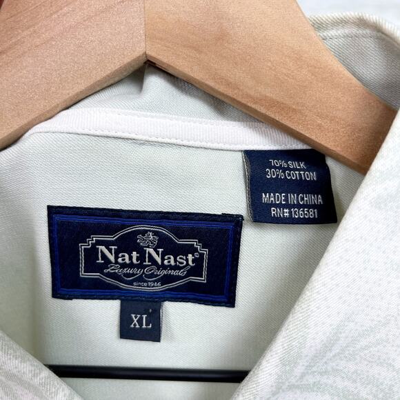 Nat Nast Silk Camp Short Green Tropical Palm Tree Hawaiian Vacation Mens XL - Picture 5 of 5